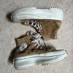 Converse Tan and White Corduroy Sneakers